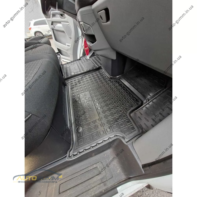 Коврики в салон Ford Custom 2023- 1+2 резиновые, чёрные (AVTO-Gumm)