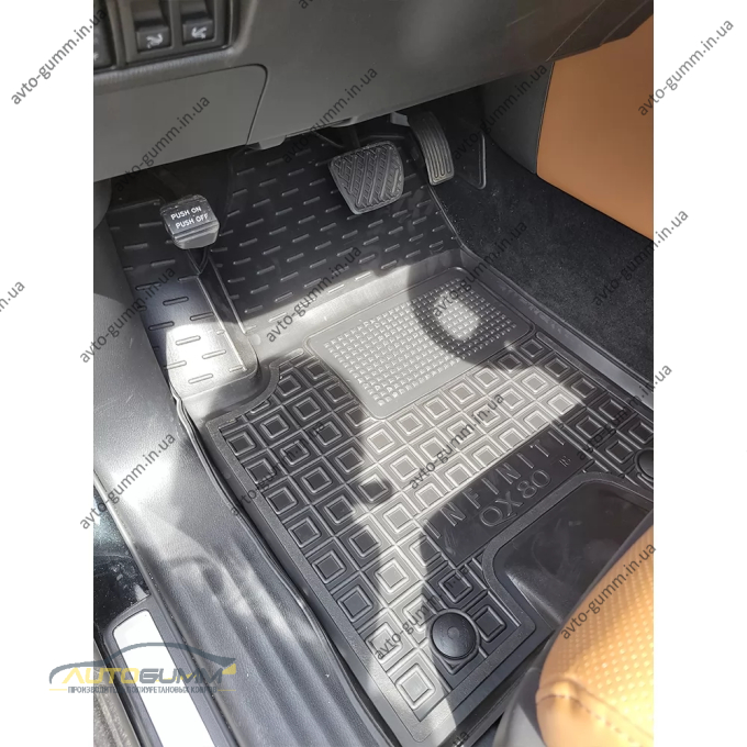 Коврики в салон Infiniti QX80 2018- 7 мест (3 ряда) резиновые, чёрные (AVTO-Gumm)