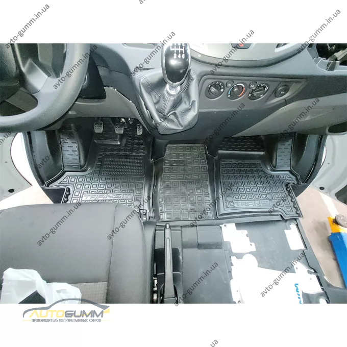 Коврики в салон Ford Transit (mk7) 2014- 1+1 резиновые, чёрные (AVTO-Gumm)