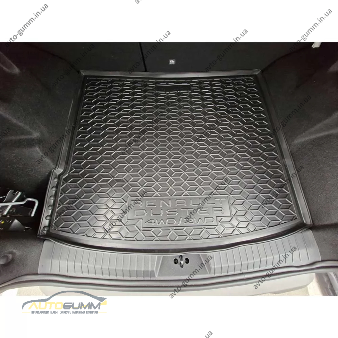Коврик в багажник Renault Duster 2025- 2WD/4WD (МКПП), высокий пол резиновый, чёрный (AVTO-Gumm)