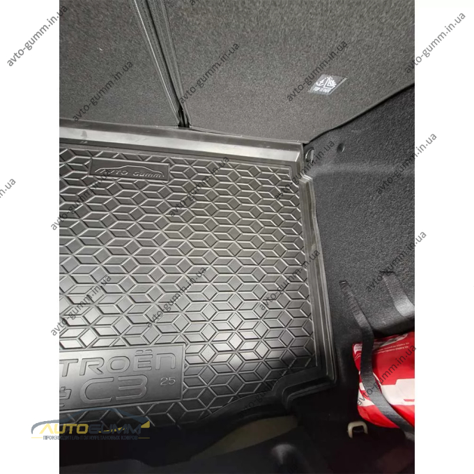 Коврик в багажник Citroen e-C3 2025- резиновый, чёрный (AVTO-Gumm)