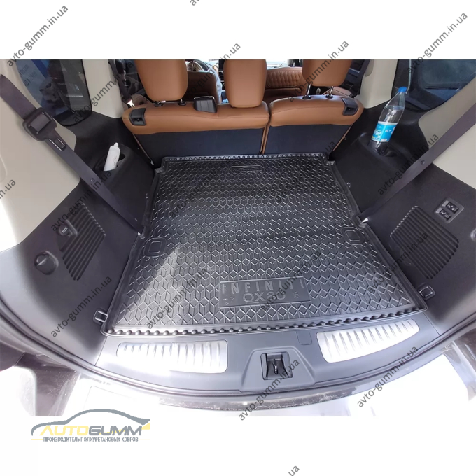 Коврик в багажник Infiniti QX80 2018-2024 5/7 мест резиновый, чёрный (AVTO-Gumm)