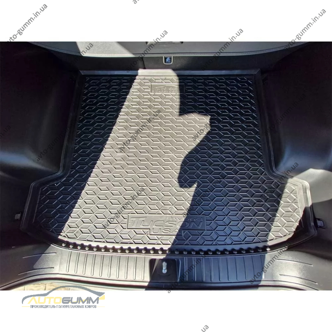 Килимок в багажник Hyundai Tucson 2021- гібрид, USA, із сабвуфером гумовий, чорний (AVTO-Gumm)