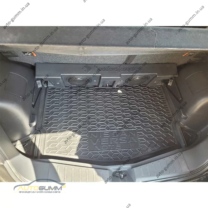 Килимок в багажник Nissan Versa Note 2013-2019 верхня полиця, нижня полиця гумовий, чорний (AVTO-Gumm)