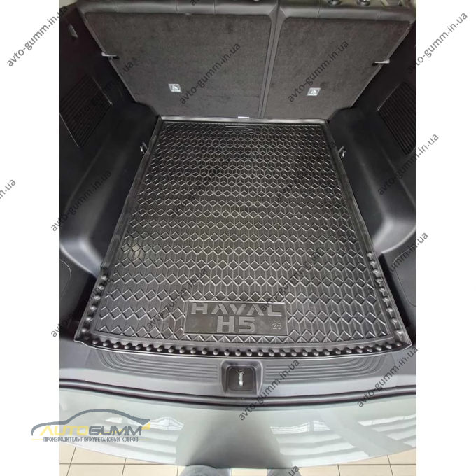 Коврик в багажник Haval H5 2024- резиновый, чёрный (AVTO-Gumm)