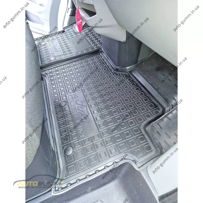Коврики в салон Ford Custom 2023- 1+2 резиновые, чёрные (AVTO-Gumm)