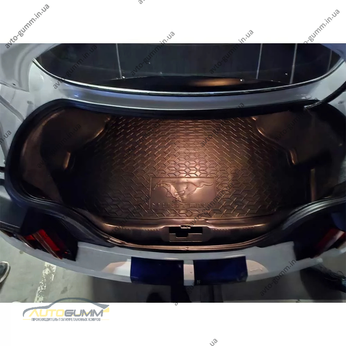 Коврик в багажник Ford Mustang 2015-2023 без сабвуфера резиновый, чёрный (AVTO-Gumm)
