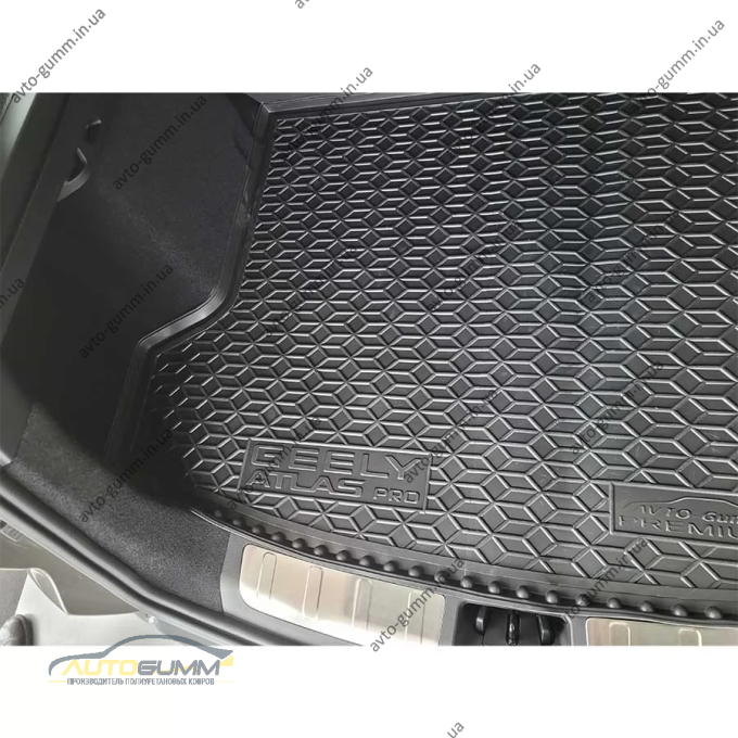 Килимок в багажник Geely Atlas Pro 2020- Premium гумовий, чорний (AVTO-Gumm)