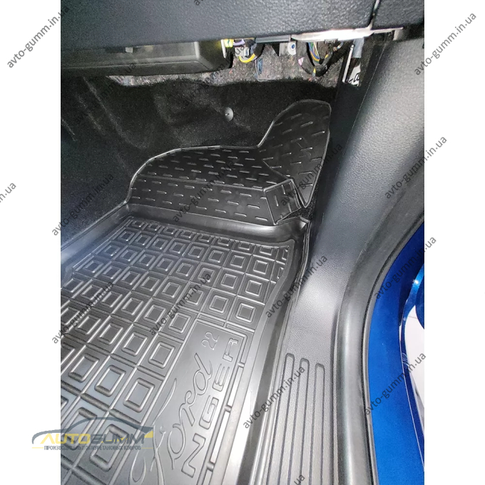 Коврики в салон Ford Ranger 2022- резиновые, чёрные (AVTO-Gumm)
