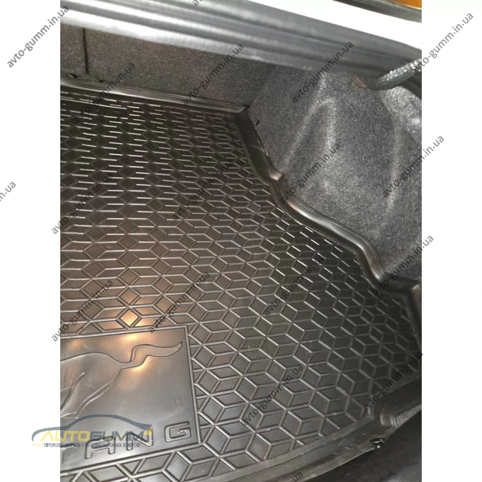 Коврик в багажник Ford Mustang 2015-2023 без сабвуфера резиновый, чёрный (AVTO-Gumm)