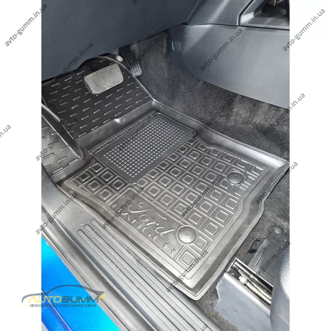 Коврики в салон Ford Ranger 2022- резиновые, чёрные (AVTO-Gumm)