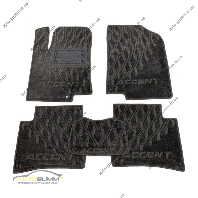 Текстильні килимки в салон Hyundai Accent 2011- (RB) (V) серые AVTO-Tex
