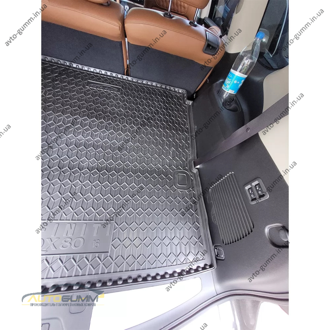 Коврик в багажник Infiniti QX80 2018-2024 5/7 мест резиновый, чёрный (AVTO-Gumm)