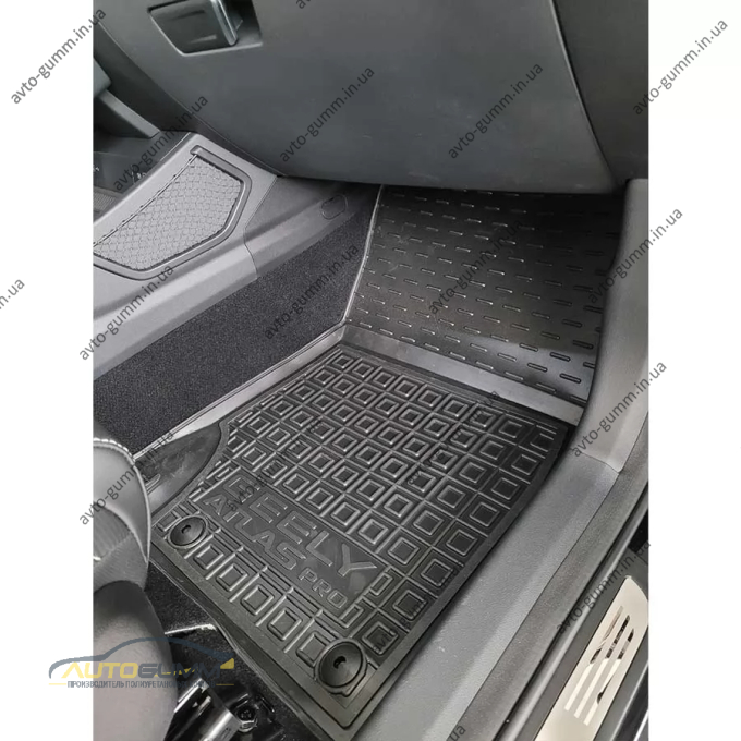 Коврики в салон Geely Atlas Pro 2020- резиновые, чёрные (AVTO-Gumm)