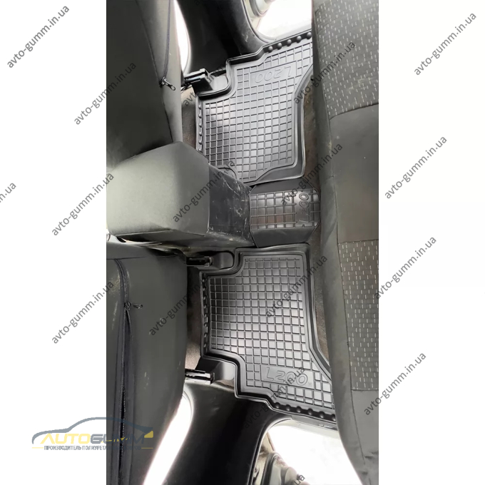 Килимки в салон Mitsubishi L200 2016-2023 Invite гумові, чорні (AVTO-Gumm)