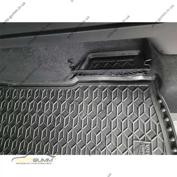 Килимок в багажник Geely Atlas Pro 2020- Premium гумовий, чорний (AVTO-Gumm)
