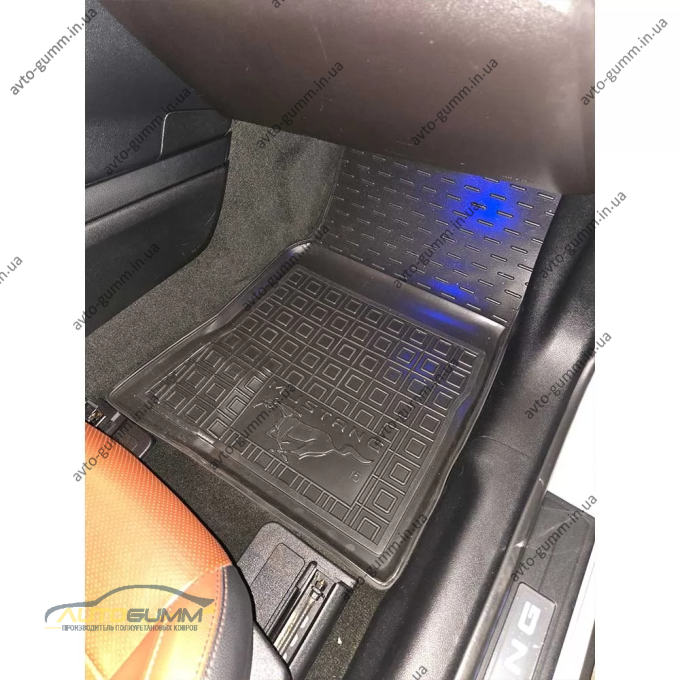 Коврики в салон Ford Mustang 2015-2023 резиновые, чёрные (AVTO-Gumm)