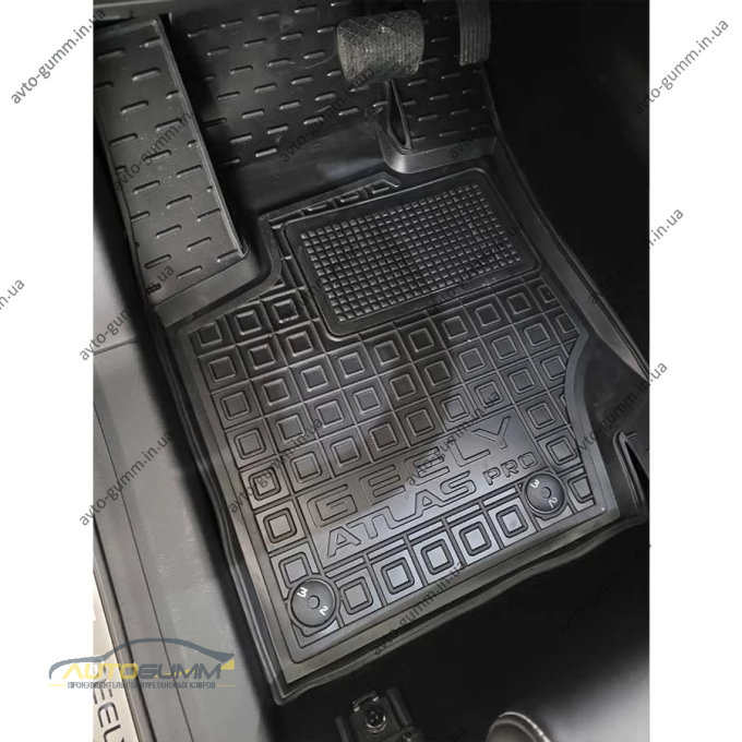 Коврики в салон Geely Atlas Pro 2020- резиновые, чёрные (AVTO-Gumm)