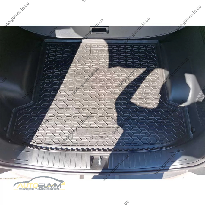 Килимок в багажник Hyundai Tucson 2021- гібрид, USA, із сабвуфером гумовий, чорний (AVTO-Gumm)