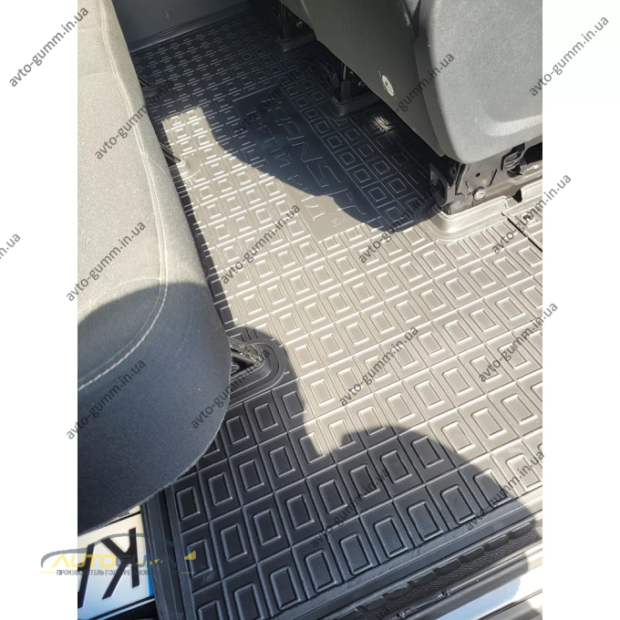 Коврики в салон Ford Transit (mk7) 2014- 1+2, 2-й ряд, Double Cab, из 2 частей резиновые, чёрные (AVTO-Gumm)