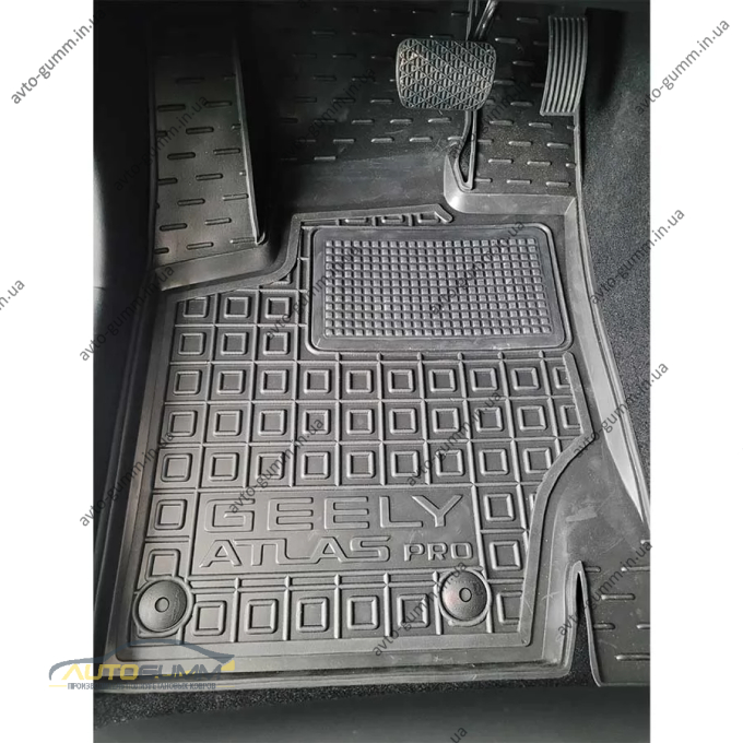 Коврики в салон Geely Atlas Pro 2020- резиновые, чёрные (AVTO-Gumm)