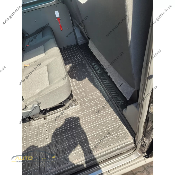 Коврики в салон Ford Transit (mk7) 2014- 1+2, 2-й ряд, Double Cab, из 2 частей резиновые, чёрные (AVTO-Gumm)