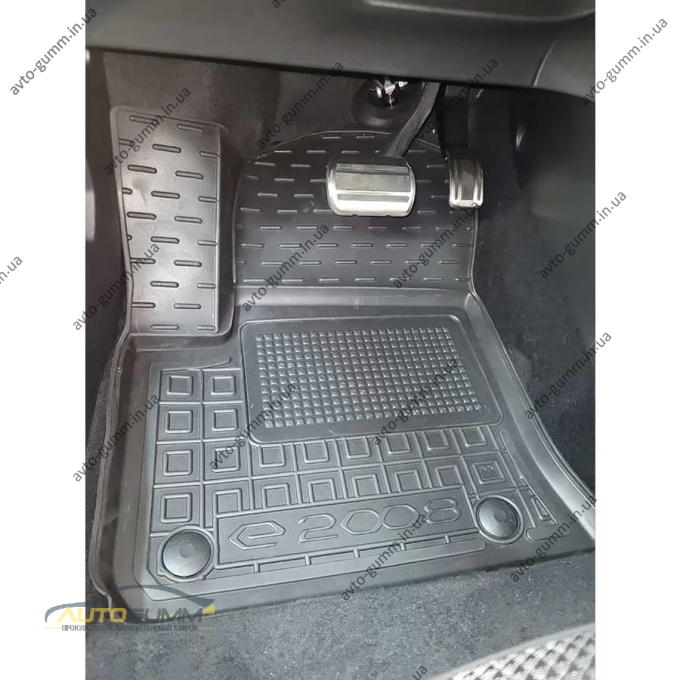 Коврики в салон Peugeot e-2008 2021- резиновые, чёрные (AVTO-Gumm)