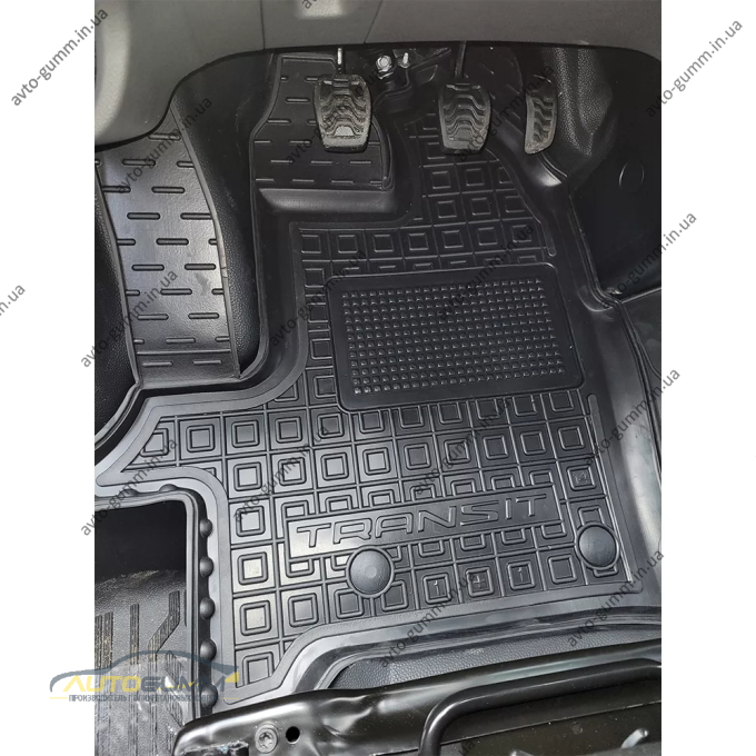 Коврики в салон Ford Transit (mk7) 2014- 1+1 резиновые, чёрные (AVTO-Gumm)