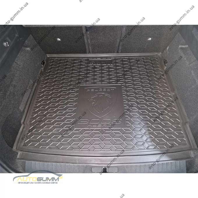 Коврик в багажник Peugeot 3008 2025- гибрид, гибрид/ДВС, верхняя полка резиновый, чёрный (AVTO-Gumm)