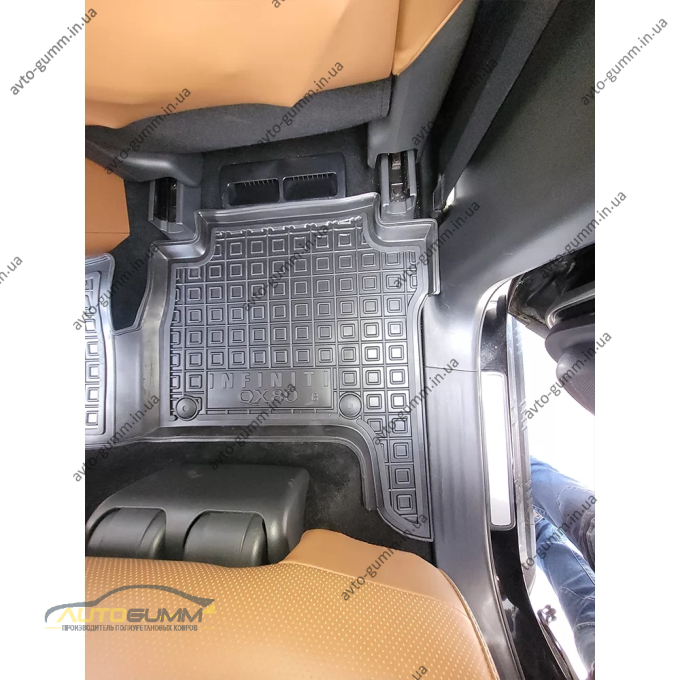 Коврики в салон Infiniti QX80 2018- 7 мест (3 ряда) резиновые, чёрные (AVTO-Gumm)