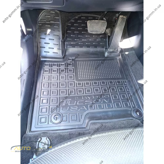 Килимки в салон Hyundai Tucson 2021- довга база, гібрид, USA гумові, чорні (AVTO-Gumm)