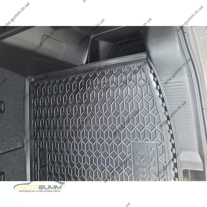 Килимок в багажник Suzuki S-Cross 2022- ДВЗ/MHEV, верхня полиця гумовий, чорний (AVTO-Gumm)