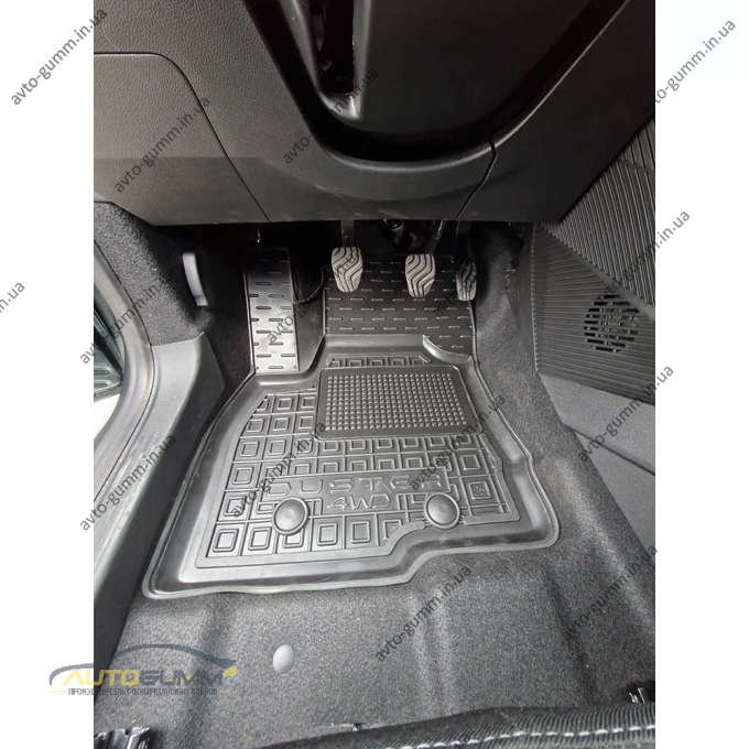 Килимки в салон Renault Duster 2025- 4WD, MHEV гумові, чорні (AVTO-Gumm)