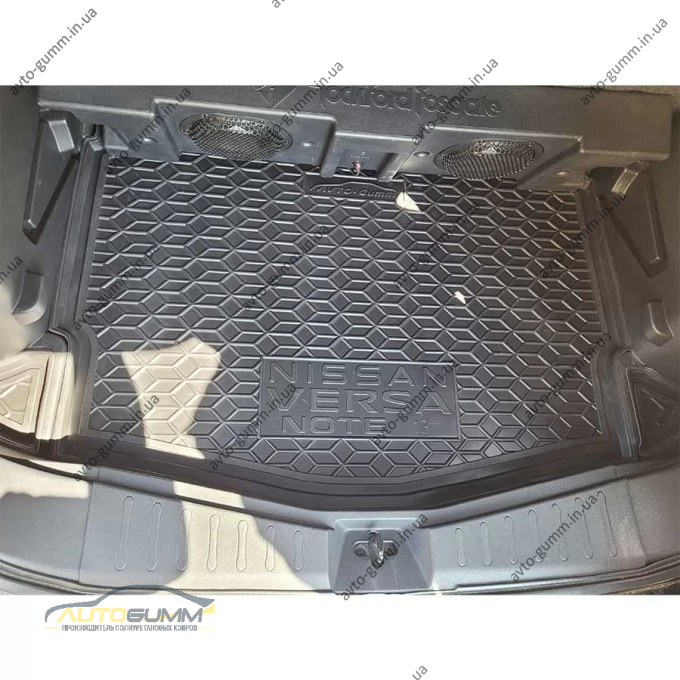 Килимок в багажник Nissan Versa Note 2013-2019 верхня полиця, нижня полиця гумовий, чорний (AVTO-Gumm)