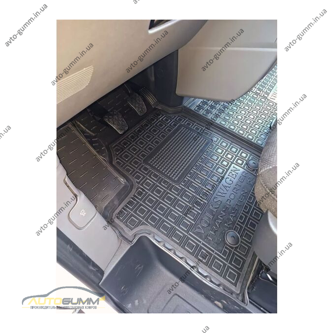 Коврики в салон Volkswagen T7 2022- (1+2) резиновые, чёрные (AVTO-Gumm)