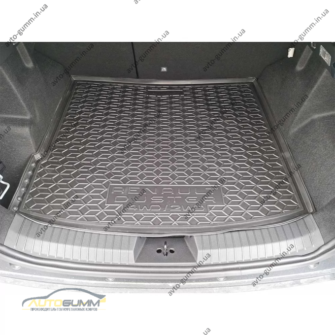 Коврик в багажник Renault Duster 2025- 2WD/4WD (МКПП), высокий пол резиновый, чёрный (AVTO-Gumm)