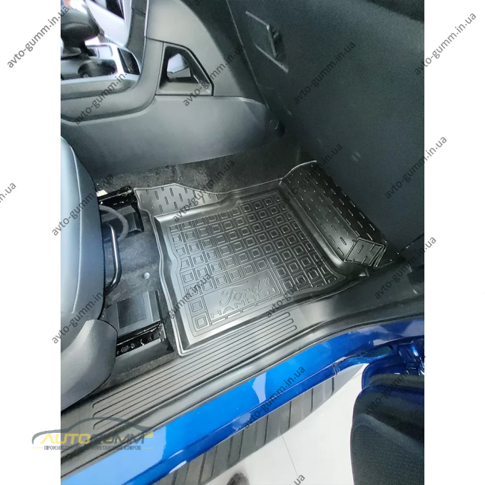 Коврики в салон Ford Ranger 2022- резиновые, чёрные (AVTO-Gumm)