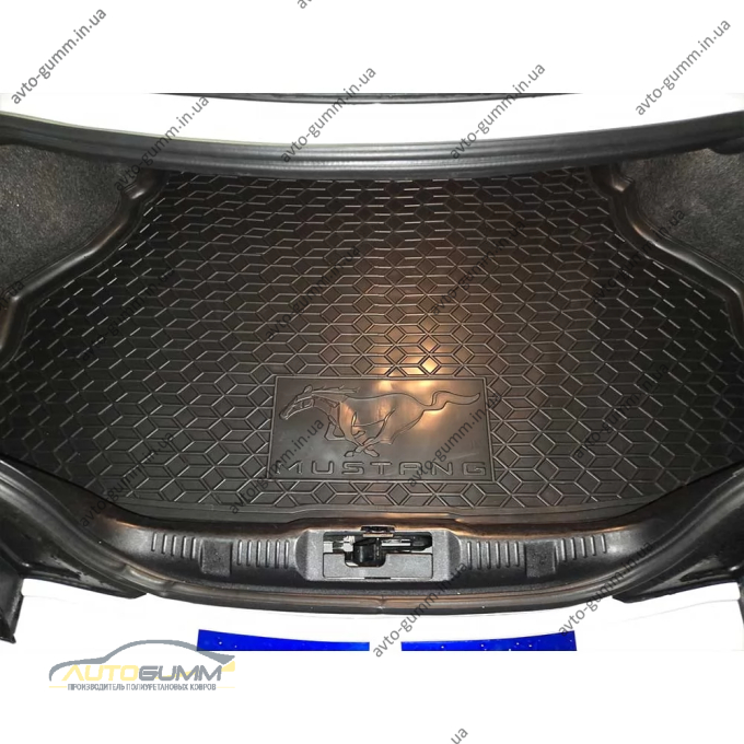 Коврик в багажник Ford Mustang 2015-2023 без сабвуфера резиновый, чёрный (AVTO-Gumm)