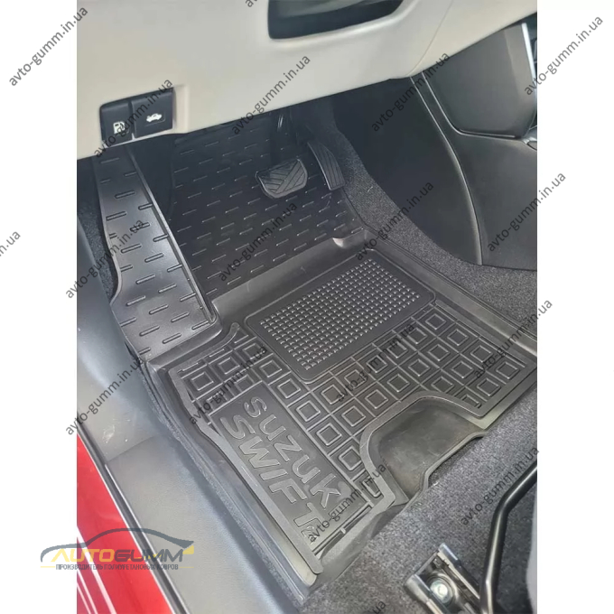 Килимки в салон Suzuki Swift 2024- гібрид гумові, чорні (AVTO-Gumm)