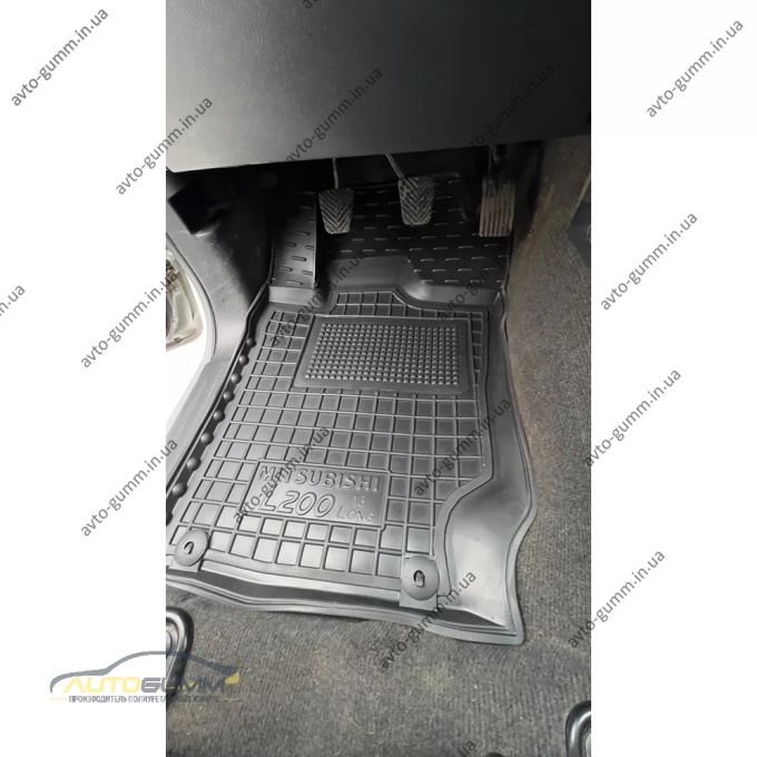 Килимки в салон Mitsubishi L200 2016-2023 Invite гумові, чорні (AVTO-Gumm)