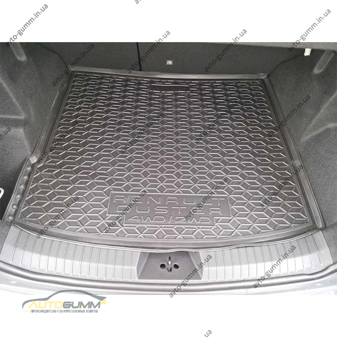 Коврик в багажник Renault Duster 2025- 2WD/4WD (МКПП), высокий пол резиновый, чёрный (AVTO-Gumm)