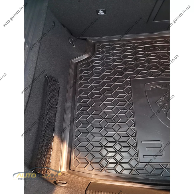 Коврик в багажник Peugeot 308 2023- хэтчбек резиновый, чёрный (AVTO-Gumm)