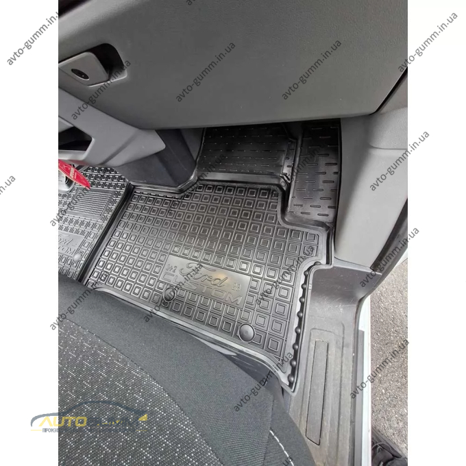 Коврики в салон Ford Custom 2023- 1+2 резиновые, чёрные (AVTO-Gumm)