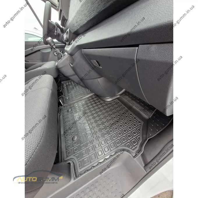Коврики в салон Renault Trafic 3 2022- 1+2, пассажирский резиновые, чёрные (AVTO-Gumm)