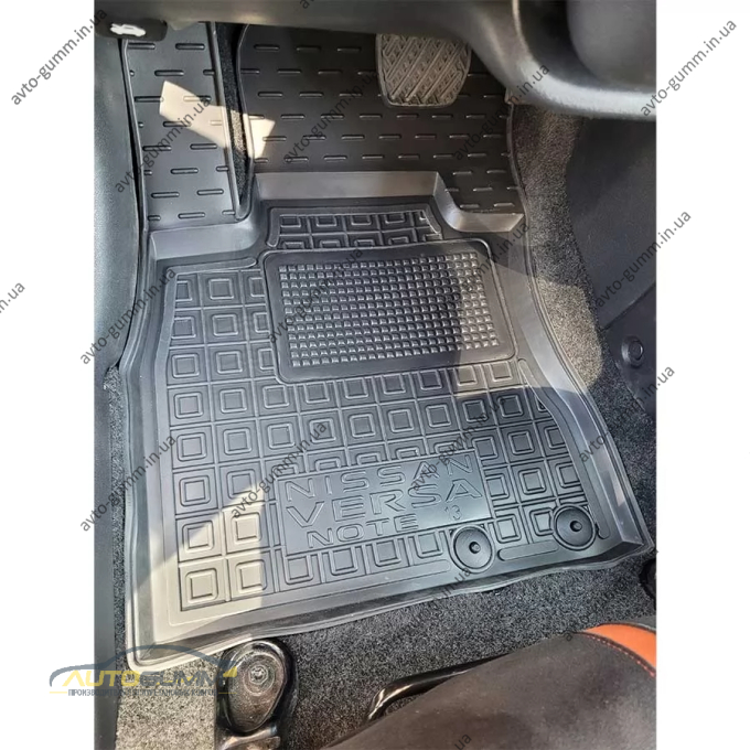 Коврики передние Nissan Versa Note 2013-2019 резиновые, чёрные (AVTO-Gumm)