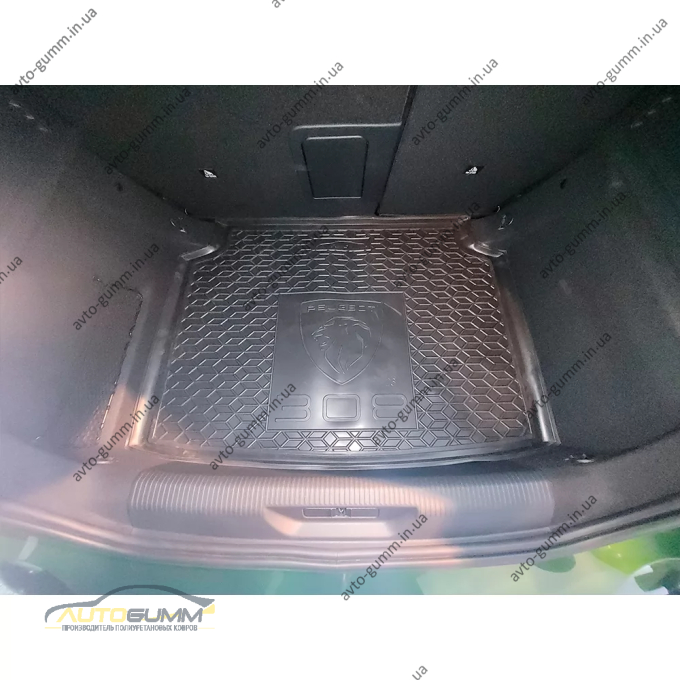 Коврик в багажник Peugeot 308 2023- хэтчбек резиновый, чёрный (AVTO-Gumm)