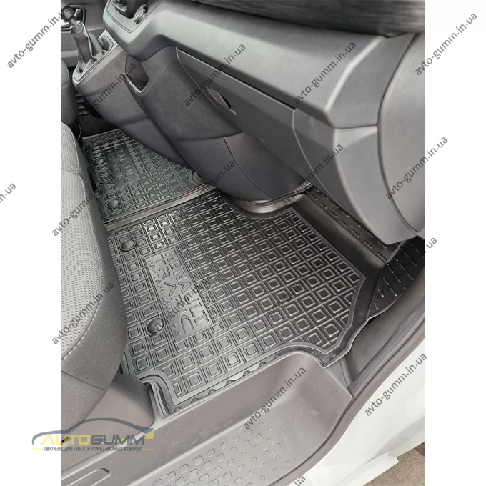 Коврики в салон Renault Trafic 3 2022- 1+2, пассажирский резиновые, чёрные (AVTO-Gumm)