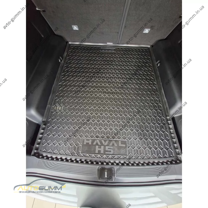 Коврик в багажник Haval H5 2024- резиновый, чёрный (AVTO-Gumm)