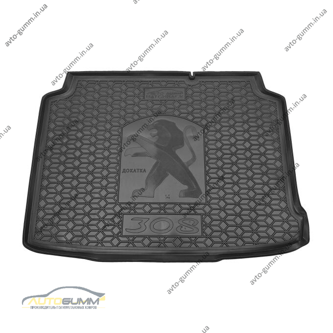 Автомобильный коврик в багажник Peugeot 308 2014- Hatchback докатка (AVTO-Gumm)