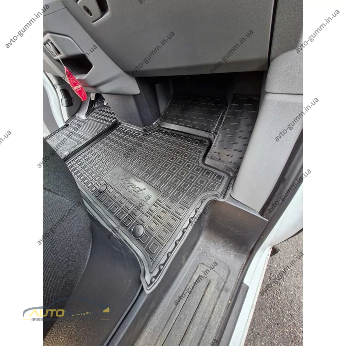 Коврики в салон Ford Custom 2023- 1+2 резиновые, чёрные (AVTO-Gumm)